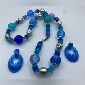 Mixed Bead Necklace and Matching Earring Set